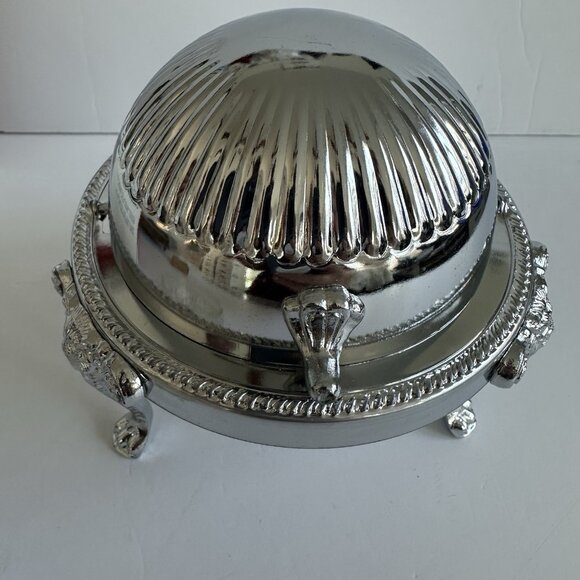 VTG NIOB IRVINWARE 1980s Chromeware Covered Butter Dish Glass Insert Retro 22780 - Picture 8 of 15